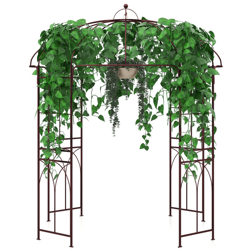 Alvine 215cm W x 215cm D Metal Arbour in Black