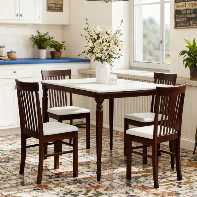 Ensemble de chaises de salle à manger en bois, Beige, Marron foncé
