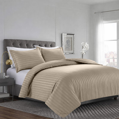 Imperial Homeware London Microfiber Striped Duvet Cover Set with Pillowcases