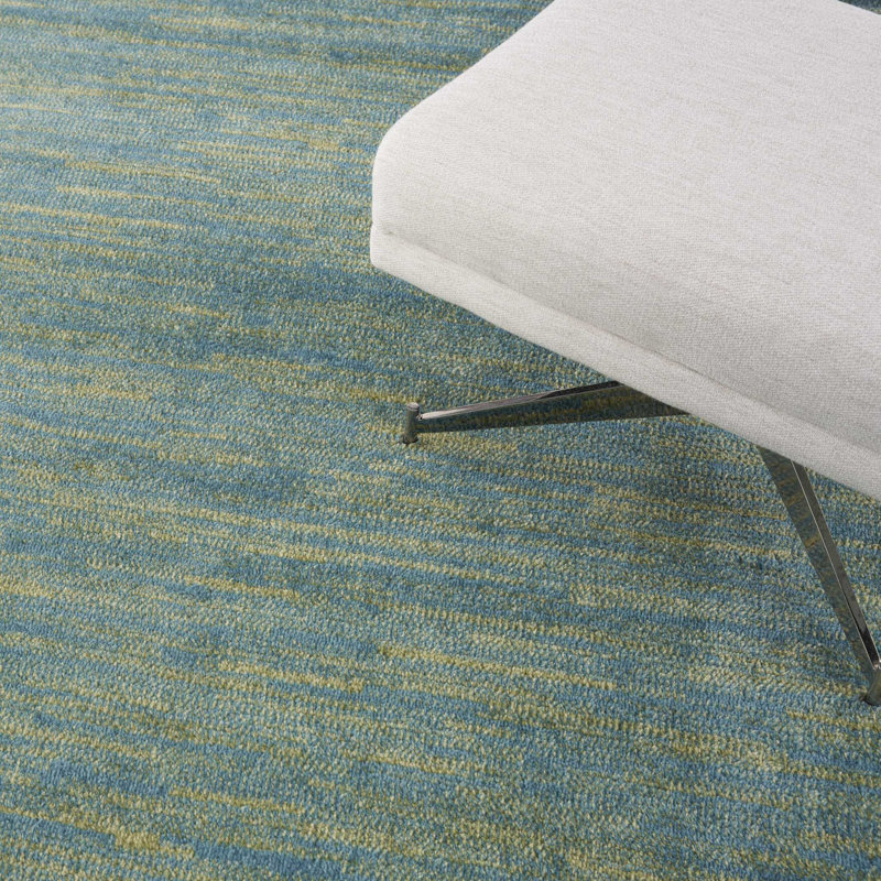 Tapis intérieur / extérieur bleu / vert Mullican Sandy, Rectangle 9 pi x 12 pi