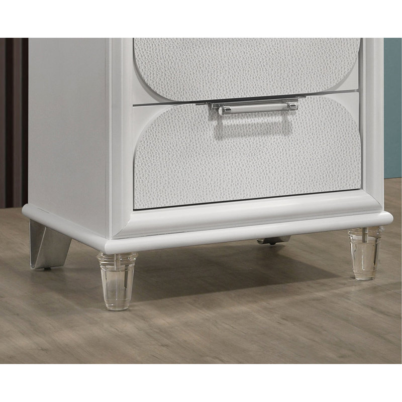 Table de chevet avec tiroirs, Blanc