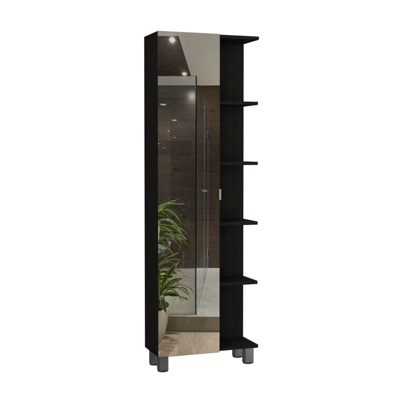 Élégante armoire à miroir, quatre tablettes intérieures