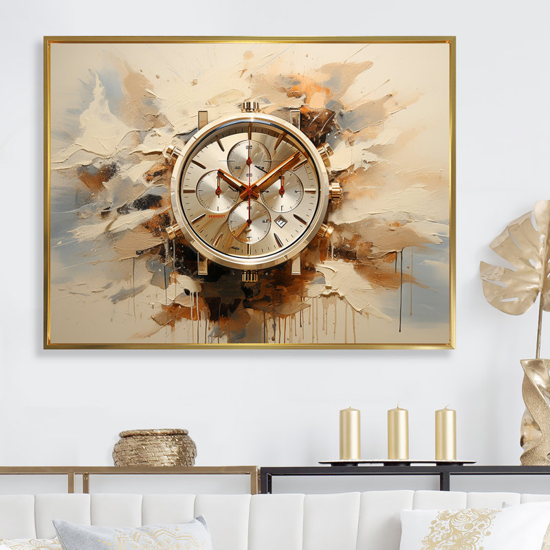 " Minimalism Luxury Watch III ", Gold Floater Framed, 12" H x 20" W