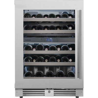 24 Inch Wide 37 Bottle Dual Zone Wine Cooler with Alternating (Blue, White, Amber) LED lighting, Door Alarm, Touch Control Panel and Lockable Left Hinged Door