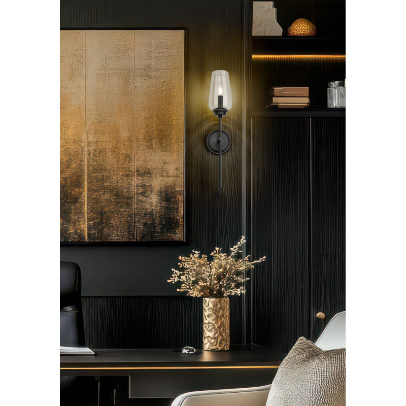 26.25 inch Matte Black 1 Light Wall Sconce, Matte Black