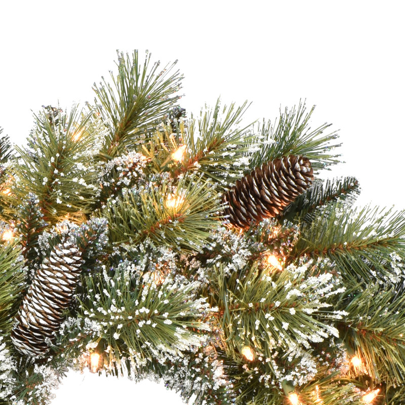 Faux Lighted Pine Rattan 24'' Wreath