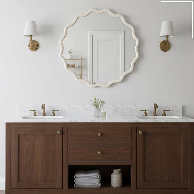 Miroir Wavy, Blanc, 30 po x 30 po
