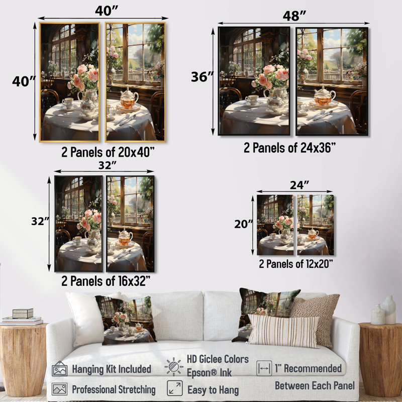 Ensemble de 2 art mural traditionnel Country Club, H 32 po x l 32 po, Impression encadrée flottante, Noir