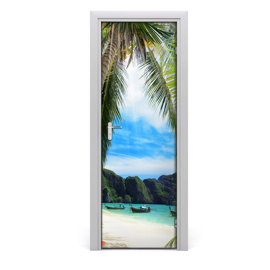 Selbstklebende Tropical Beach Türsticker