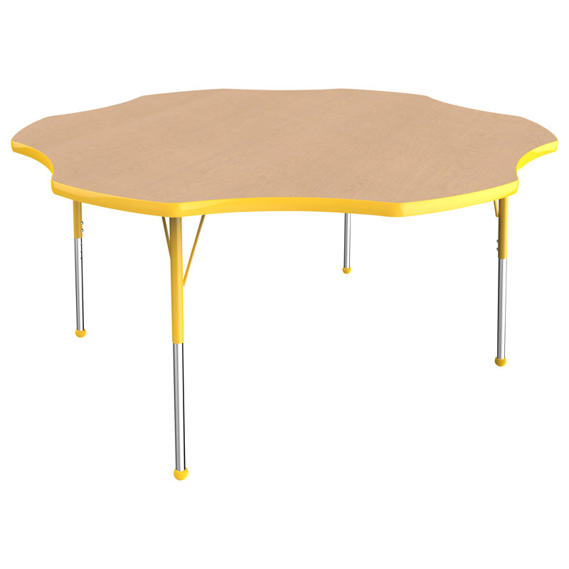 Table d'activités 60 "x 60" à moulures en T avec pieds réglables, Érable / érable / noir, Roulement à bille standard