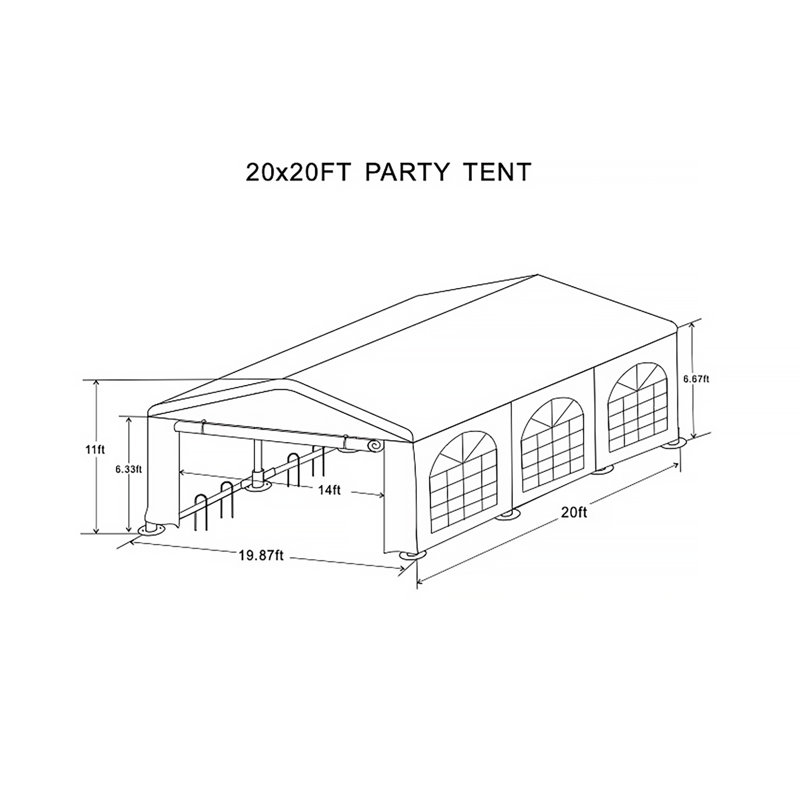 20X20 Feet Party Tent Heavy Duty Marquee Canopy Outdoor Wedding Tent Carport Events Shelter Tent For Parties BBQ With Storgae Carry Bags