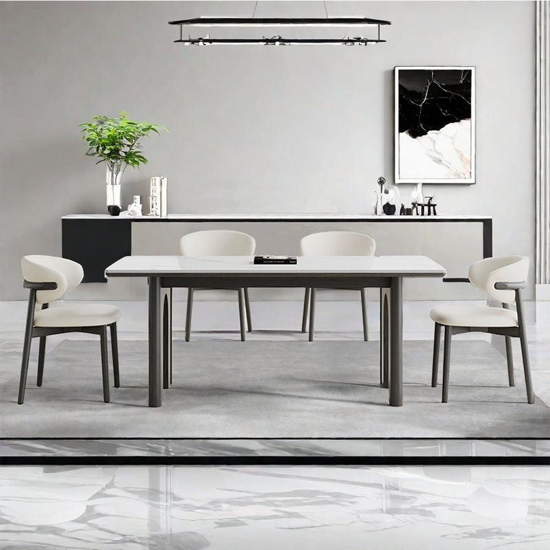 Explosion-Proof Rock Board Dining Table Set, 29.52"H x 55.11"L x 31.49"W