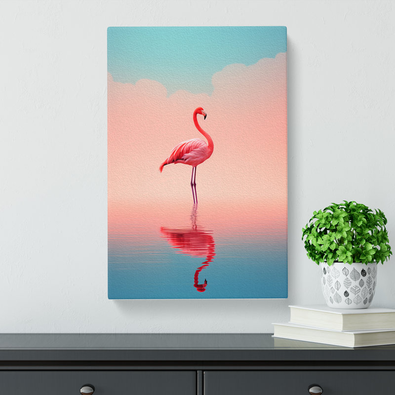 Flamingo Minimalism No.3 - Print, 76cm H x 50cm W x 3cm D