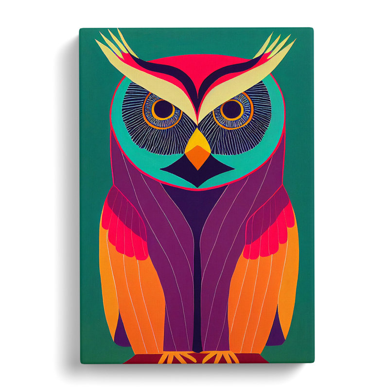 XC1022-1619X Colourful Owl Art No.2 Abstract - Wrapped Canvas Print