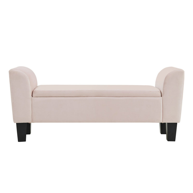 Repose-pieds en velours avec rangement Mila, Rose