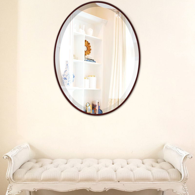 Bugarin Oval Mirror, 20.62" H x 24.62" W, Black Cherry
