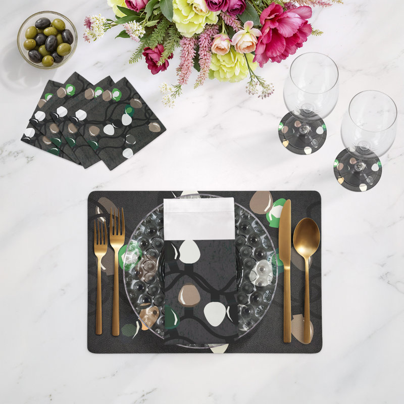 Xmas Tangle Cotton Sateen Dinner Napkins, Deep Greens