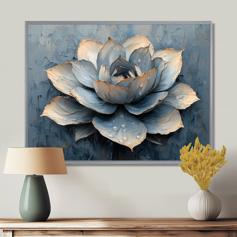 Hardiman - Floral Wall Art, Argent argent, H 34 po x l 44 po, Floater Framed