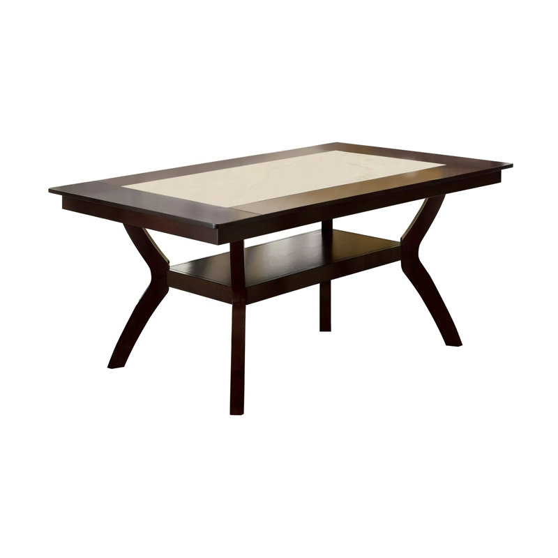 63.6" W Transitional Dining Table, Dark Cherry/Ivory, Dark Cherry/Ivory