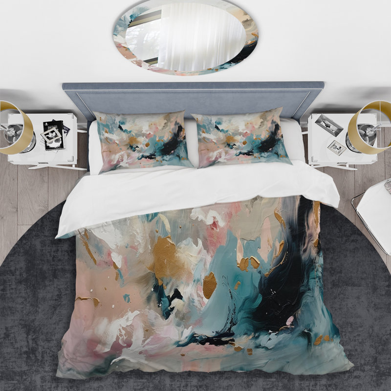 Ensemble de housse de couette Delicate Brushstrokes Abstract Paint V BeddingMicrofiber / Polyester