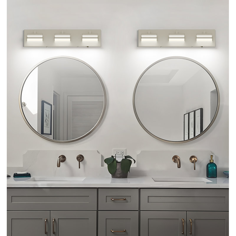 Modern Dimmable Bathroom LED Vanity Light over Mirror 5CCT Adjustable Lighting Fixture, Brushed Nickel, 3 Lights