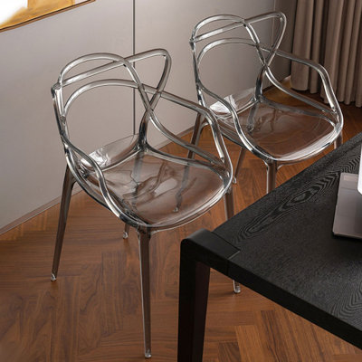 Chaise en plastique noire à dossier solide (ensemble de 2)