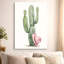 Grand cactus avec un chapeau de cowboy rose, style peinture à l'aquarelle. Art mural encadré en toile - Cadre en bois massif de 24 po x 36 po et 1 po d'épaisseur pour le salon ou la chambre à coucher