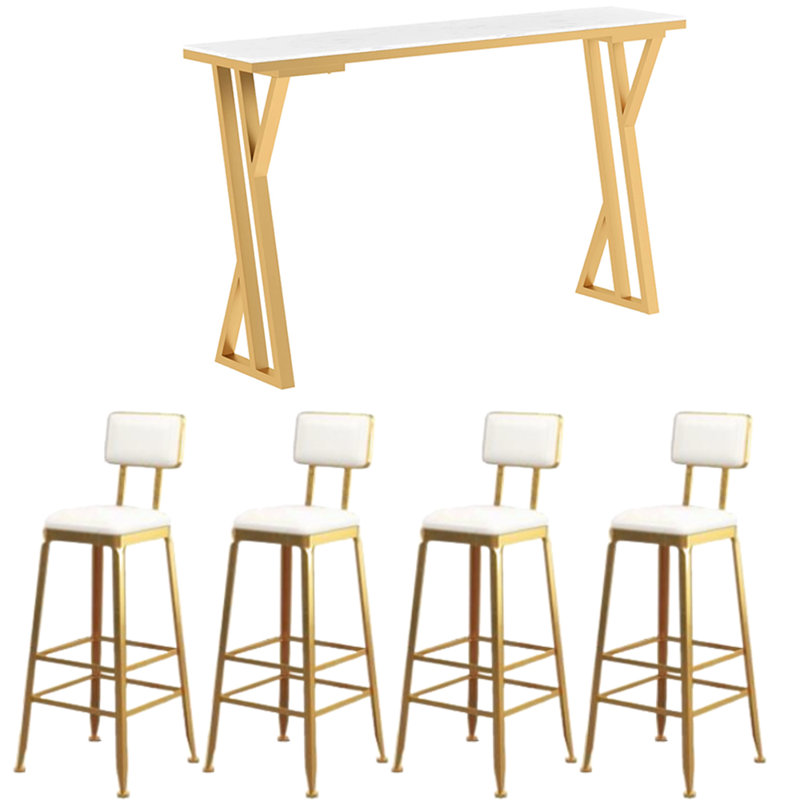 Edenfield, 5 pièces: table, 4 chaises, Blanc, Doré