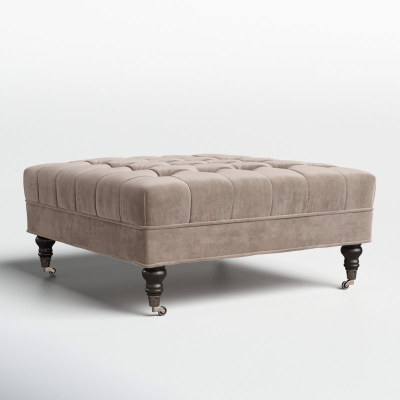 Jaylon Upholstered Ottoman, Mushroom Taupe Velvet