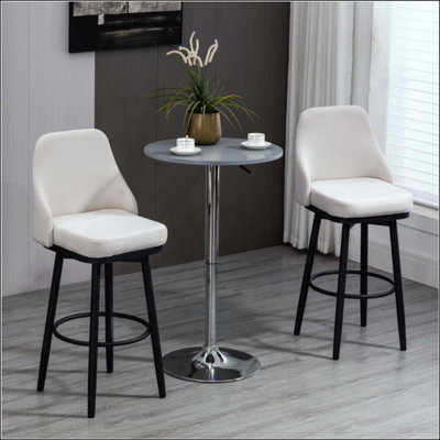 Ensemble de 2 tabourets de bar à hauteur de bar moderne, chaises de cuisine rembourrées à hauteur d'assise avec pieds et repose-pieds en acier
