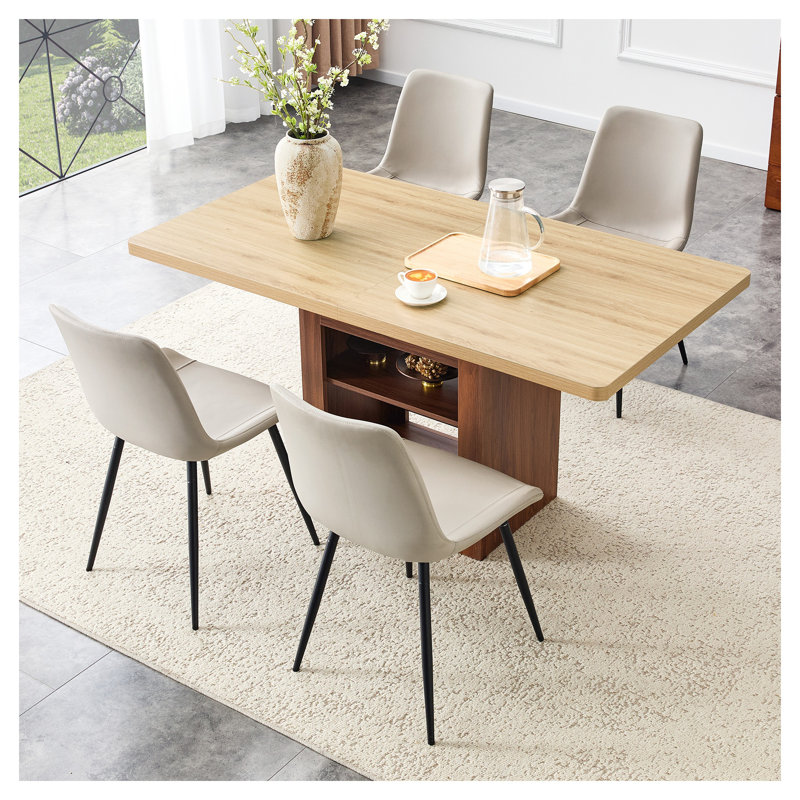 Ensemble de table de salle à manger extensible avec base de rangement et 4 chaises en cuir PU - Mobilier de cuisine moderne et évolutif pour petits espaces
