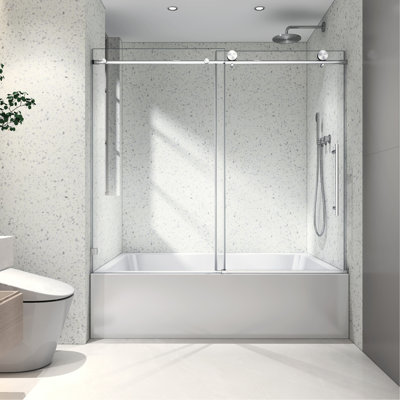 6063 Matte Black Bath Door - Shower With Nano Clean, 70Mm Stainless Steel Pulleys, Adjustable Soft Closing Tempered Glass , 304 Cleaning, Function Bathroom Appliance