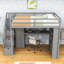Lit mezzanine double avec escalier intégré, bureau et éclairage DEL-464880426