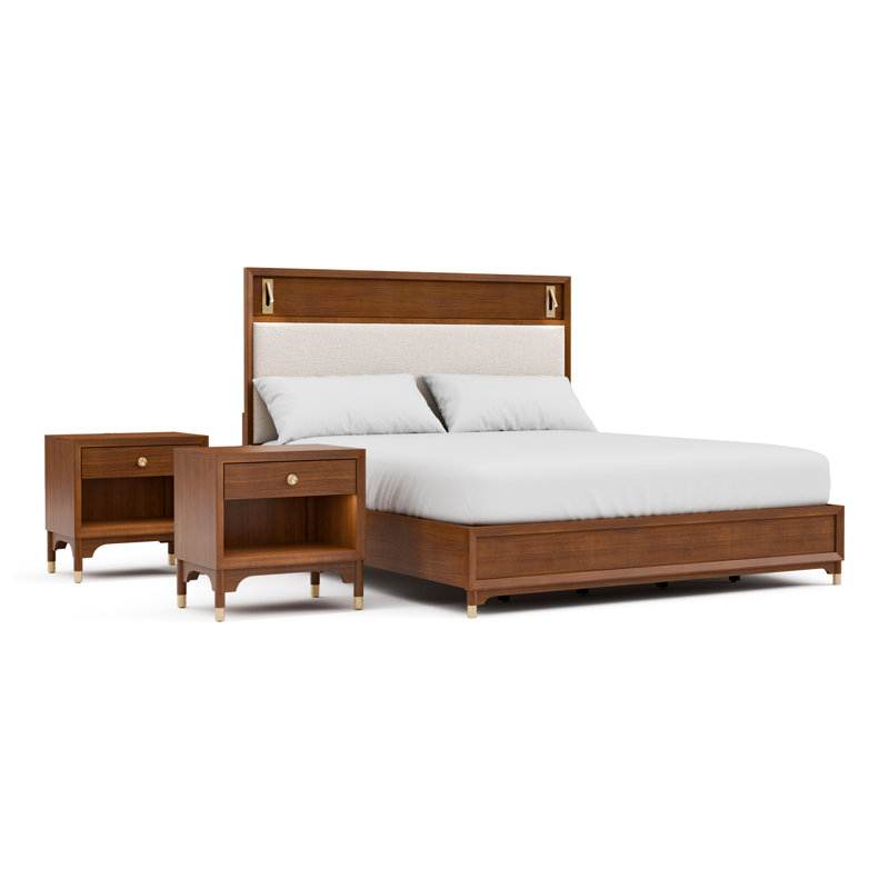 Ensemble de chambre à coucher 3 pièces Dejon, Très grand, 3 pièces: lit 2 tables de chevet