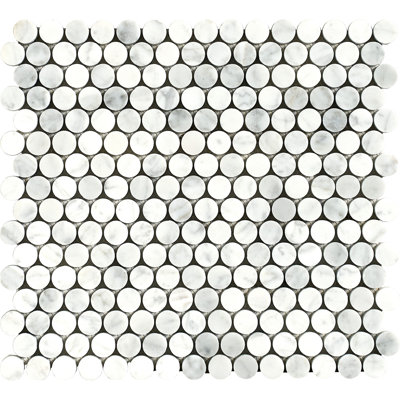 Carrara 0.75" x 0.75" Marble Penny Round Mosaic Wall & Floor Tile