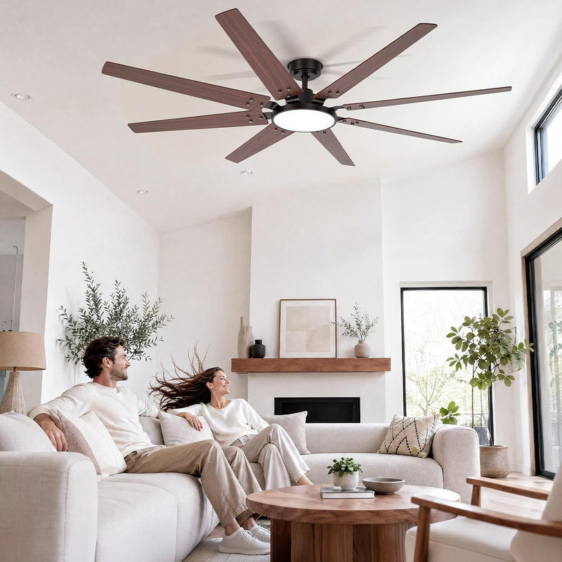 Ventilateur de plafond 72 "avec lumières - 8 pales, contrôle App / Alexa, température de couleur réglable, pour intérieur / extérieur
