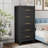 Metal Black 2 Drawer Nightstand-31851914