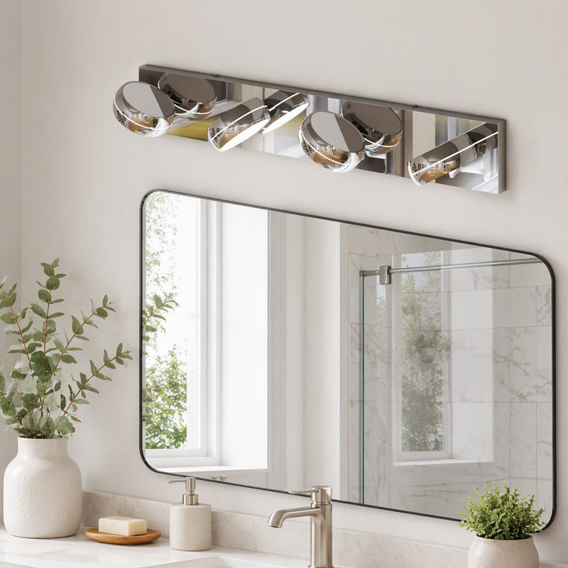 Applique murale à DEL de 71 cm (28 po) pour salle de bain, luminaire au-dessus du miroir, 4 lumières DEL, 18 W, barre lumineuse moderne chromée.