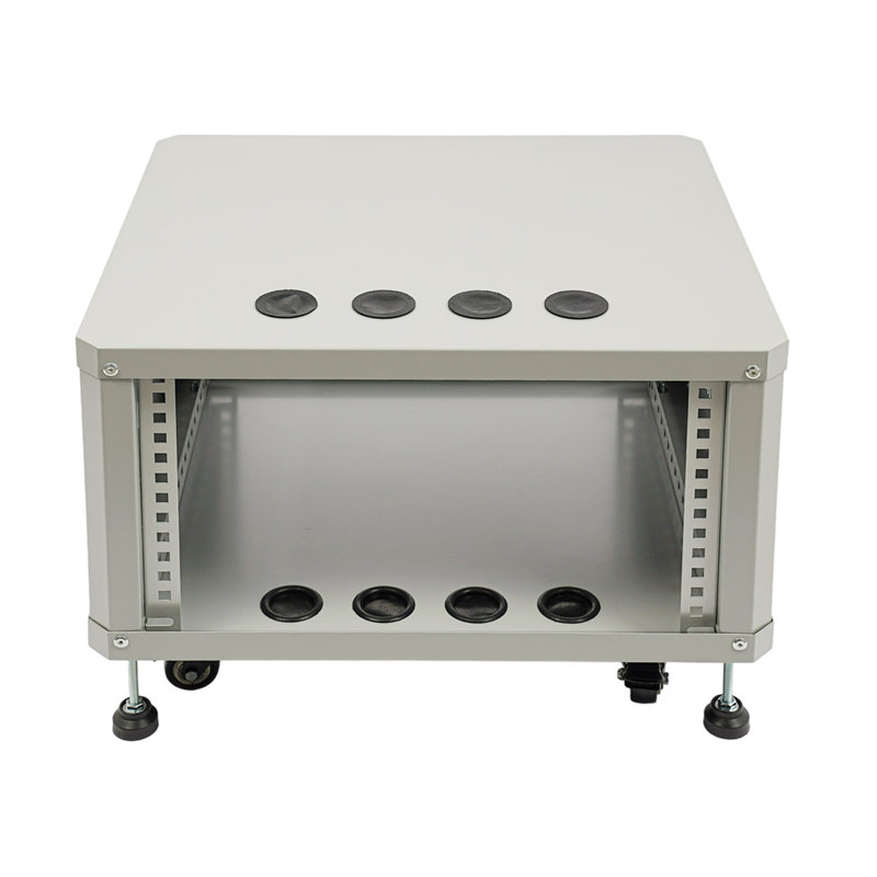Audio Rack with Wheels, Rolling Studio Equipment Rack Cabinet, Gray, 15.1" H x 22.4" W x 19.8" D