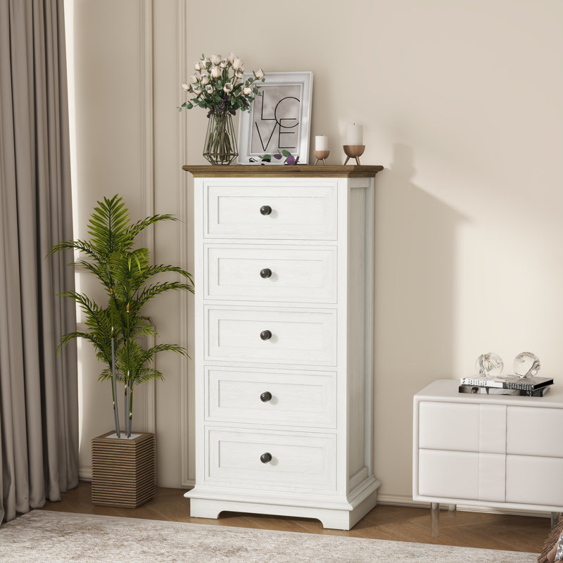 Commode armoire 5 tiroirs, commode, commode de chambre, Blanc