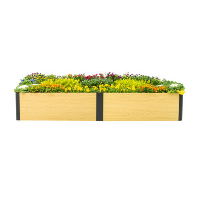 Woodgrain 16" Tall 96" Long Rectangular Modular Metal Outdoor Raised Garden Bed