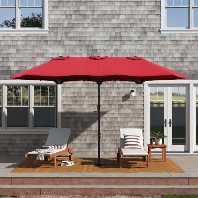 Yuliana 180'' x 108'' Rectangular Lighted Market Umbrella with Base