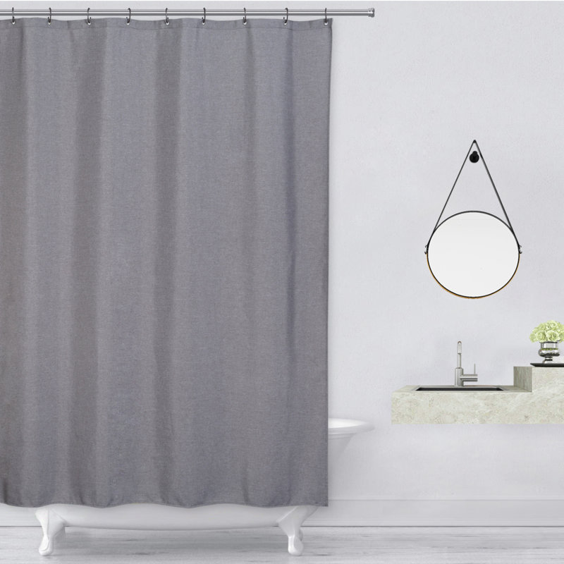 Luxury Robust Flax Linen-Look Shower Curtain for Stalls - 240GSM Waterproof Washable Fabric with Hooks - Form Resistant - Brown, 72x84 Inch