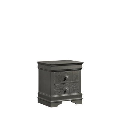 Modern Style 2-Drawer Nightstand, Wood, Metallic Gray | Gift Idea