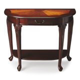 36" Demilune Wood Console Table with Storage