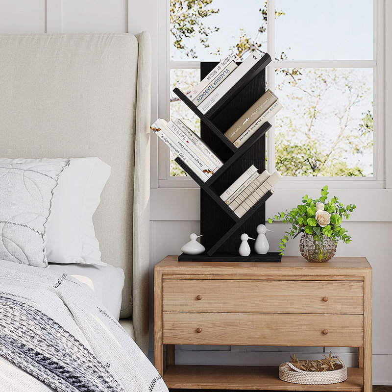 60cm H x 30cm W Geometric Bookcase, Black