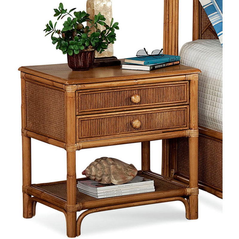 Summer Retreat 2 - Drawer Rattan Nightstand, Honey