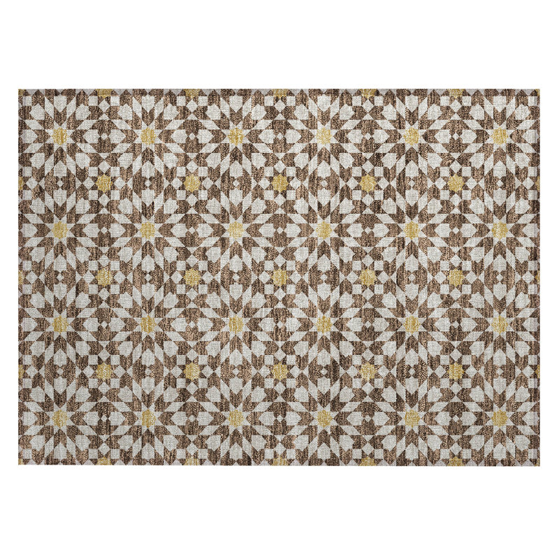 Washable Floral Indoor / Outdoor Rug, Rectangle 1'8" x 2'6"