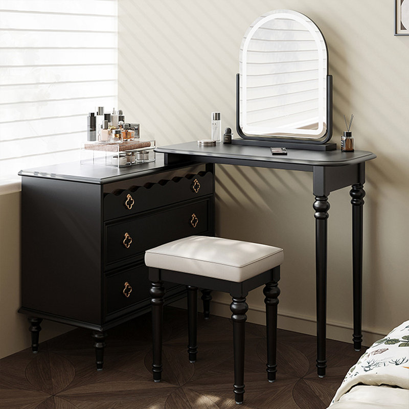 Coiffeuse avec miroir lumineux, 3 tiroirs, 1 chaise