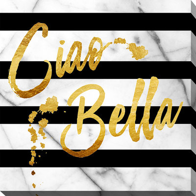 « ciao bella », reproduction d’impression sur toile encadrée en noir et doré